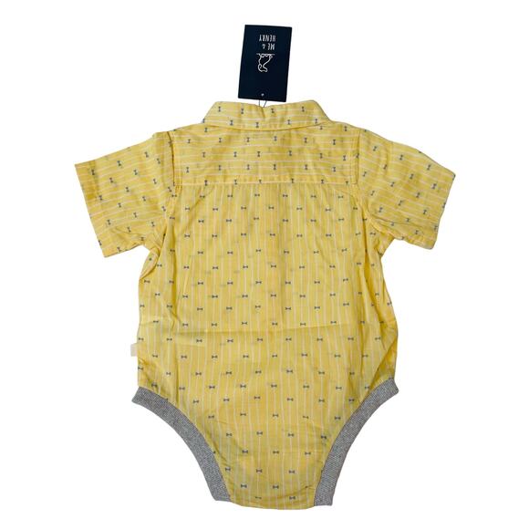 NWT Me & Henry 18/24M Yellow Bow Tie Helford Onesie - Picture 2 of 5